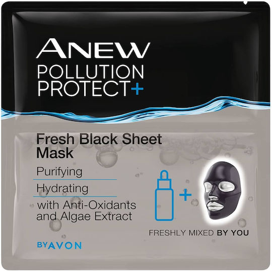 Avon Anew Pollution Protect+ Mască Fresh Pentru Față Material Cearșaf 3 Bucăți x 15gr