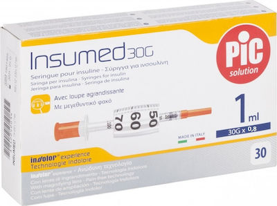 PiC Solution Insumed Insulin Syringes 30G x 0.8mm 1ml 30pcs