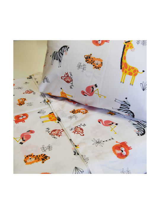 Decocraft Safari Baby Sheets Set Crib Cotton Multicolored 75x110cm 2pcs