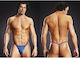 Blue Line Micro V-String With Metal Rings Ανδρικό Sexy String Blue