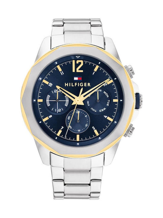 Tommy Hilfiger Lars Men's Watch 46mm Battery Chronograph With Silver Steel Bracelet