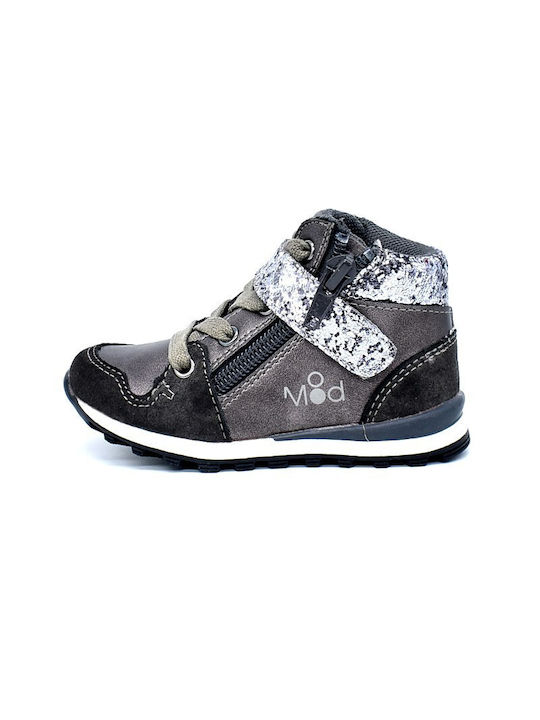 Mod8 Kids PU Leather Boots with Zipper Gray