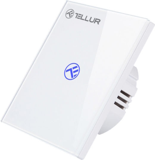 Tellur Επιτοίχιος Διακόπτης Τοίχου Αφής Wi-Fi Μονός με Πλαίσιο Λευκός