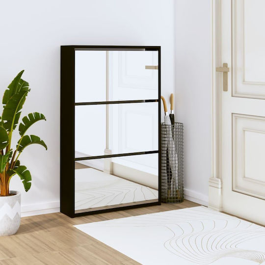 Wooden Shoe Cabinet Black L63xD17xH102.5cm