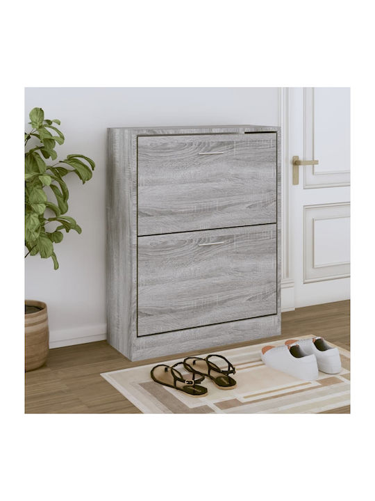 Holz Schuhschrank mit 2 Regalen Gray L63xW24xH81cm