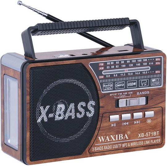 Waxiba XB-571BT Φορητό Ραδιόφωνο Επαναφορτιζόμενο με Bluetooth και USB Καφέ
