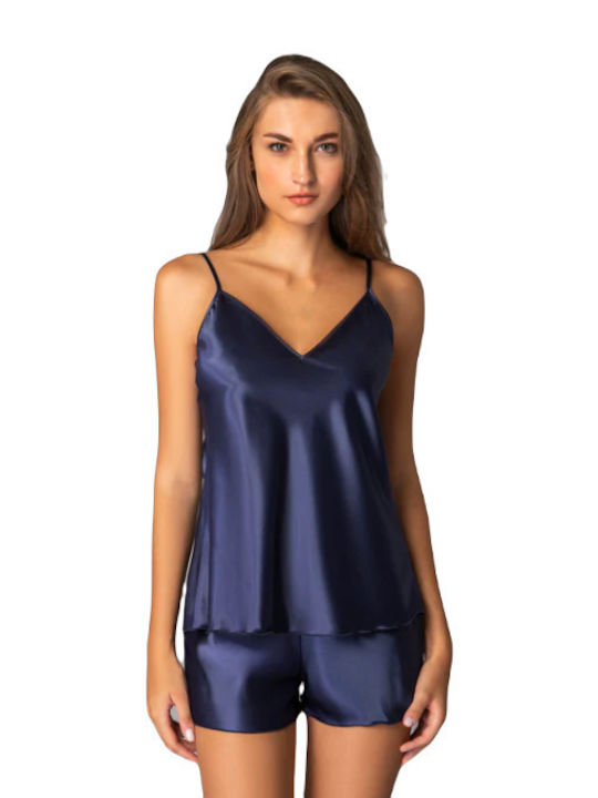 Milena by Paris Satin Babydoll Marineblau