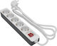 Bulle Power Strip with Surge Protection 5 Positions with Switch and Cable 3m