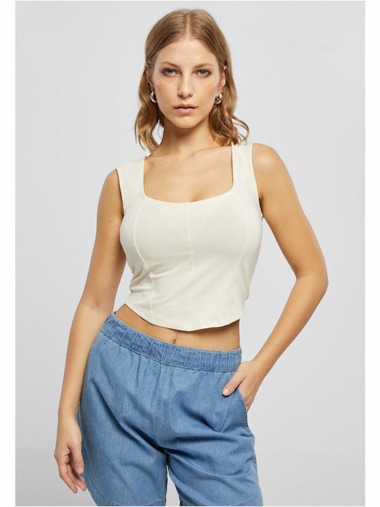 Urban Classics Damen Sommer Crop Top Baumwolle Ärmellos Beige