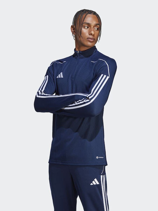 Adidas Ανδρική Μπλούζα με Φερμουάρ Μακρυμάνικη Navy Μπλε