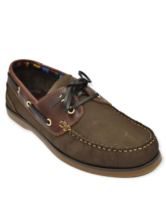 Ace Δερμάτινα Ανδρικά Boat Shoes σε Καφέ Χρώμα