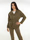 Women's Short Parka Jacket for Spring or Autumn Khaki