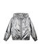 Kids Casual Short Coat with Hood Silver