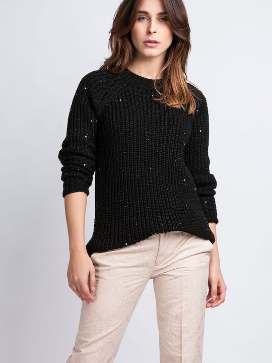 Sweater with Metallic Thread Black