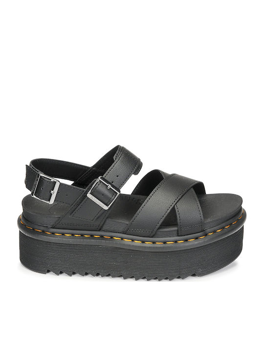 Voss II Women's Flat Sandals with Strap Flatforms in Black Color