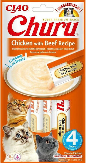 Inaba Churu Cat Treats with Beef / Chicken for Adult Cats 1pc 56g