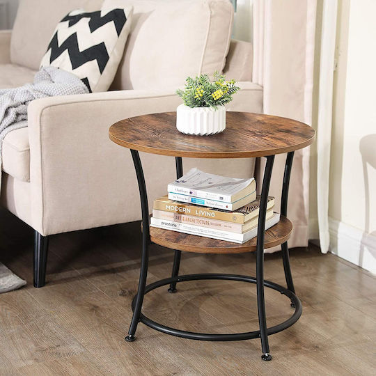 Round Side Table Wooden Brown L55xW55xH55cm.