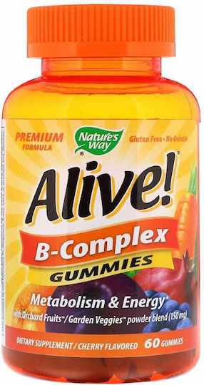 Nature's Way Alive B-Complex Витамин за Енергия, Косата & Кожата Череша 60 желирани бонбони