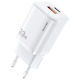 WK Wireless GaN Mobile Phone Charger with USB-A and USB-C Output Ports 33W Power Delivery / Quick Charge 3.0 White