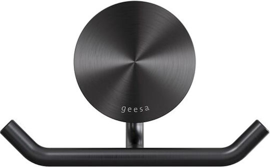 Geesa Άγκιστρο Μπάνιου Διπλό με Βίδες ​4.6x4.6cm Black Brushed Pvd