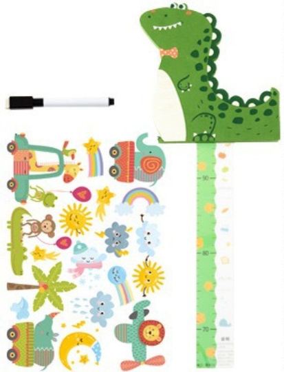Wooden Kids Growth Height Chart with Design Animals Crocodile Green