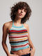Vintage Women's Summer Crop Top Cotton with Straps & Halter Neck Striped Multicolour