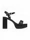 Xti Platform Synthetic Leather Women's Sandals 140844 with Ankle Strap Black with Chunky High Heel
