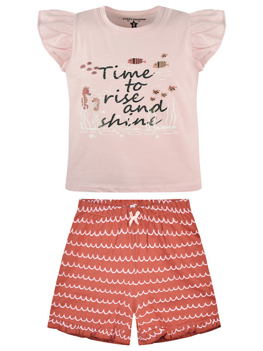 Energiers Set Top & Bottom Kids Summer Cotton Pyjamas Pink