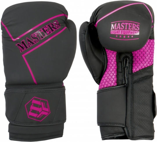 Sport Masters Boxing Gloves made of Synthetic Leather for Match Black/Pink
