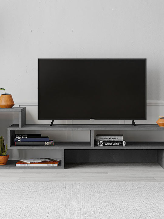 TV Stand Wooden Tetra Gray L136.7xW40xH42cm