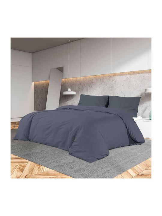 vidaXL Set Husă de Pilotă Bumbac King Size cu 2 Fețe de Pernă 260x240 Cărbune de lemn