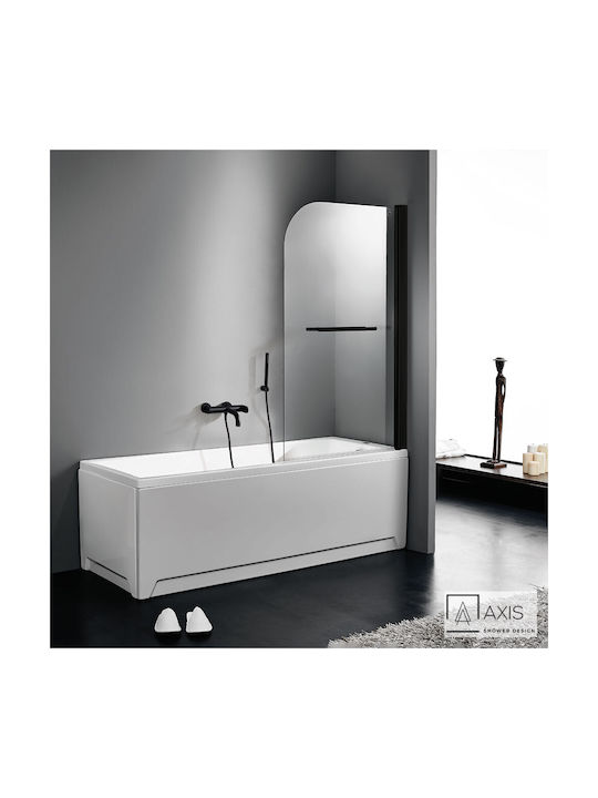 Axis XG XG850T-400 Shower Screen Bathtub with Hinged Door 85x140cm Clear Glass Black Matt
