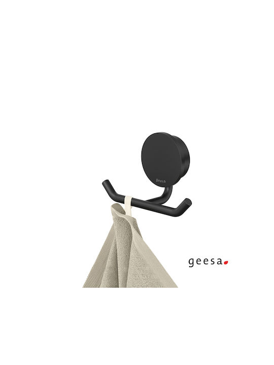 Geesa Opal 7215-400 Cârlig de Baie Dublu cu șuruburi ​4.69x4.69cm Negru mat