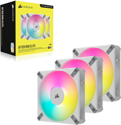 Corsair AF120 Elite 4-Pin PWM RGB Lighting Case Fan White 3-pack