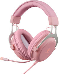 Deltaco PH85 Over Ear Gaming Headset with Connection 2x3.5mm / USB Pink