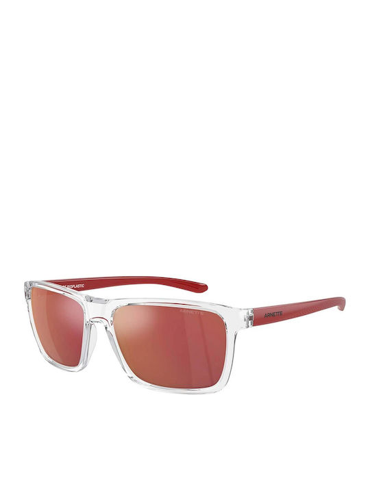 Arnette Men's Sunglasses with Transparent Plastic Frame and Red Mirror Lens