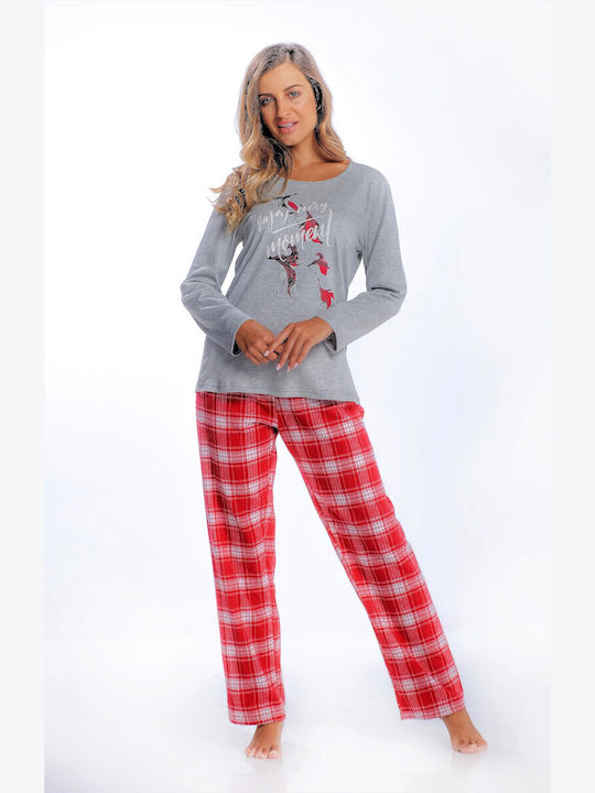 DAMEN-PYJAMAHOSE IN ROT 221-161