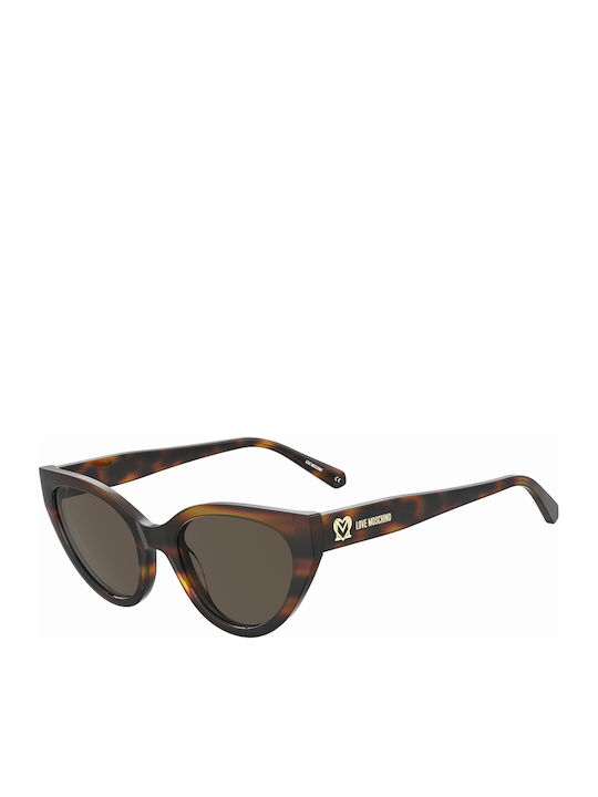 Moschino Women's Sunglasses with Brown Tartaruga Plastic Frame and Brown Lens MOL064/S 05L/70