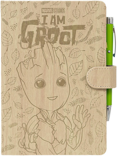Grupo Erik Marvel Guardians Of The Galaxy Groot Notizbuch A5 Bullet Journal 90 Blätter mit Punkten mit Hartcover und Stifthalter Beige