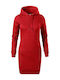 Malfini Mini Φόρεμα με Κουκούλα Κόκκινο