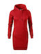 Mini Sportliches Damenkleid Langärmelig mit Kapuze Rote