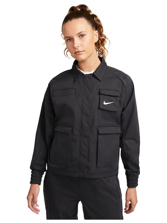 Nike Κοντό Γυναικείο Μπουφάν για Χειμώνα Μαύρο
