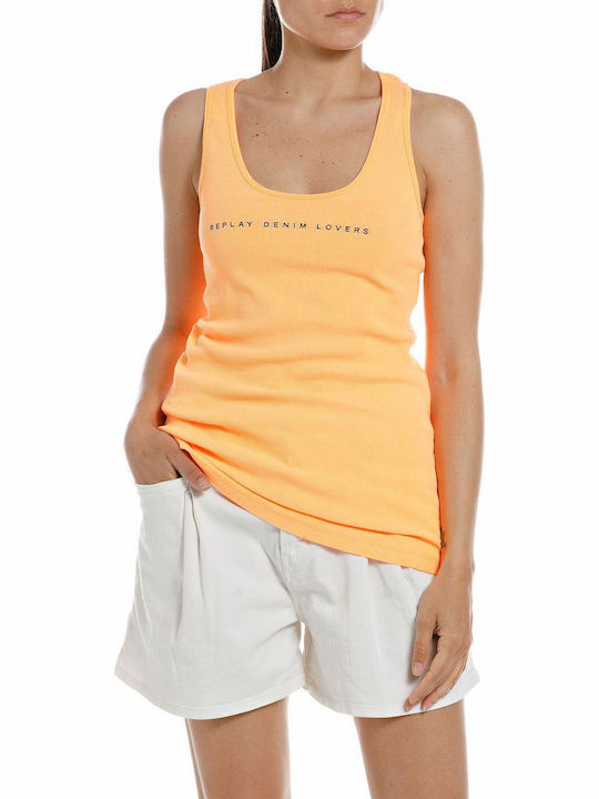 Damen Sommer Bluse Ärmellos Orange