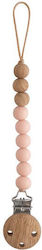 Mushie Pacifier Clip Eva with Wooden Beads Pink