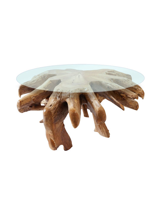 Round Solid Wood Coffee Table Natural L80xW80xH45cm