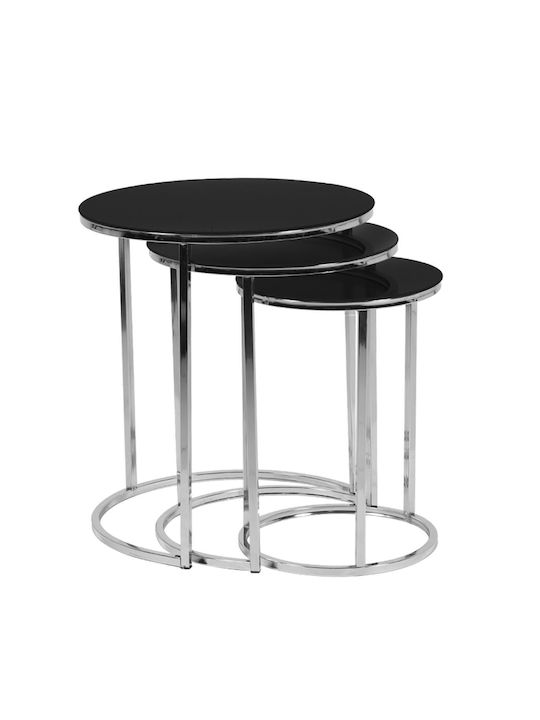 Rotund Set Zigon de Sticlă Black / Silver 3buc L50xP50xH58cm.