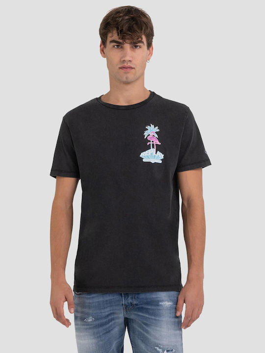 Replay Herren T-Shirt Kurzarm Schwarz