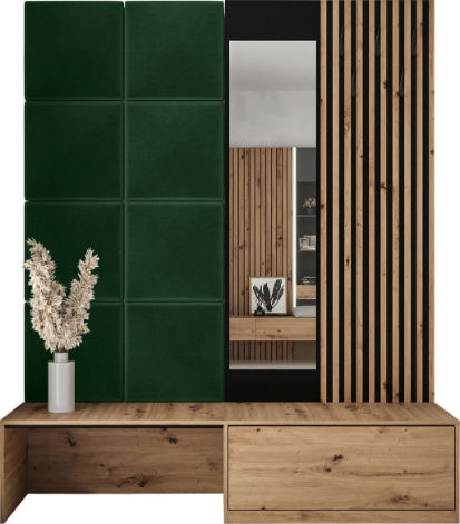Premium I Entry Furniture with Mirror / Shoe Rack & Bench Green 172x42x205cm