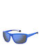 Polaroid Unisex Sunglasses with Blue Plastic Frame and Burgundy Polarized Lens PLD7049/S FLL/QG