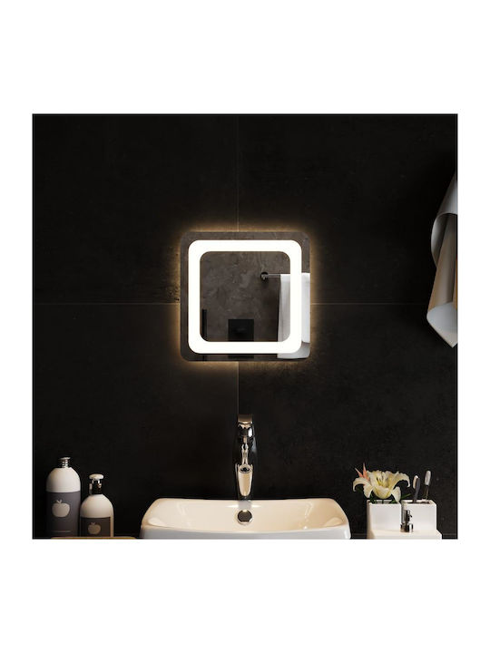 vidaXL Square Bathroom Mirror without Frame with LED Light 30x30cm Transparent